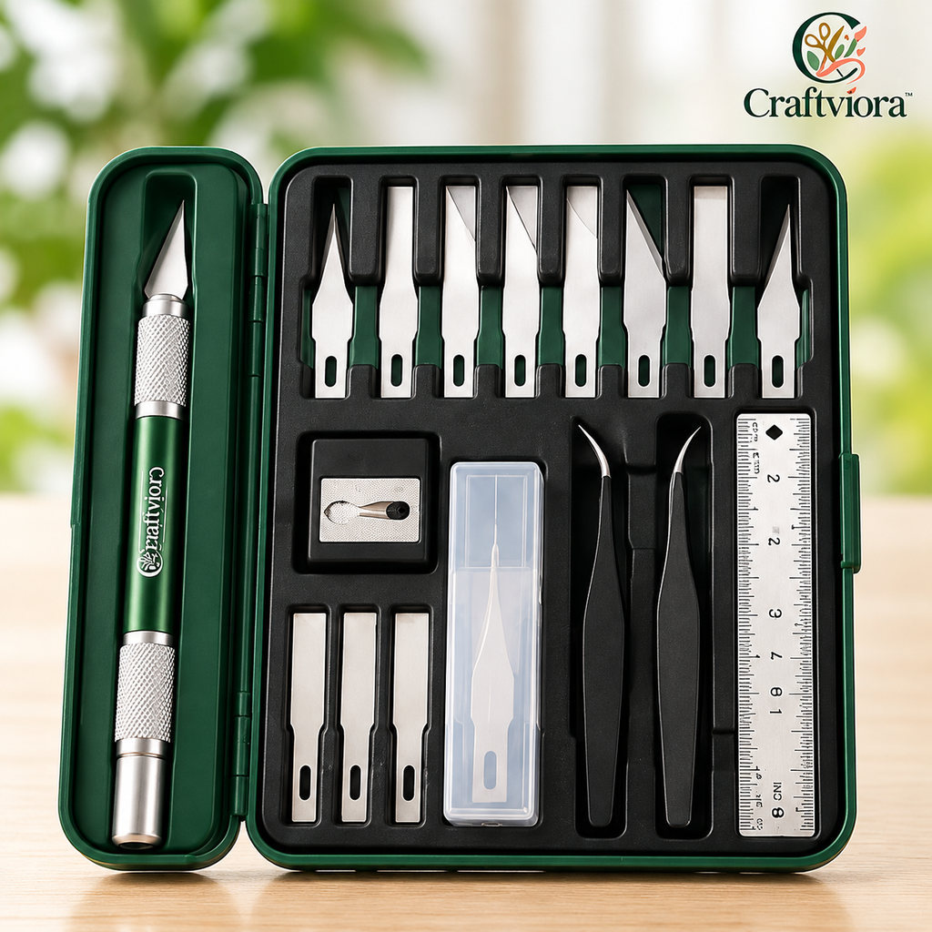 Craftviora™ Precision Craft Knife Set, Multi-Blade Cutting Tool Kit with Storage Case