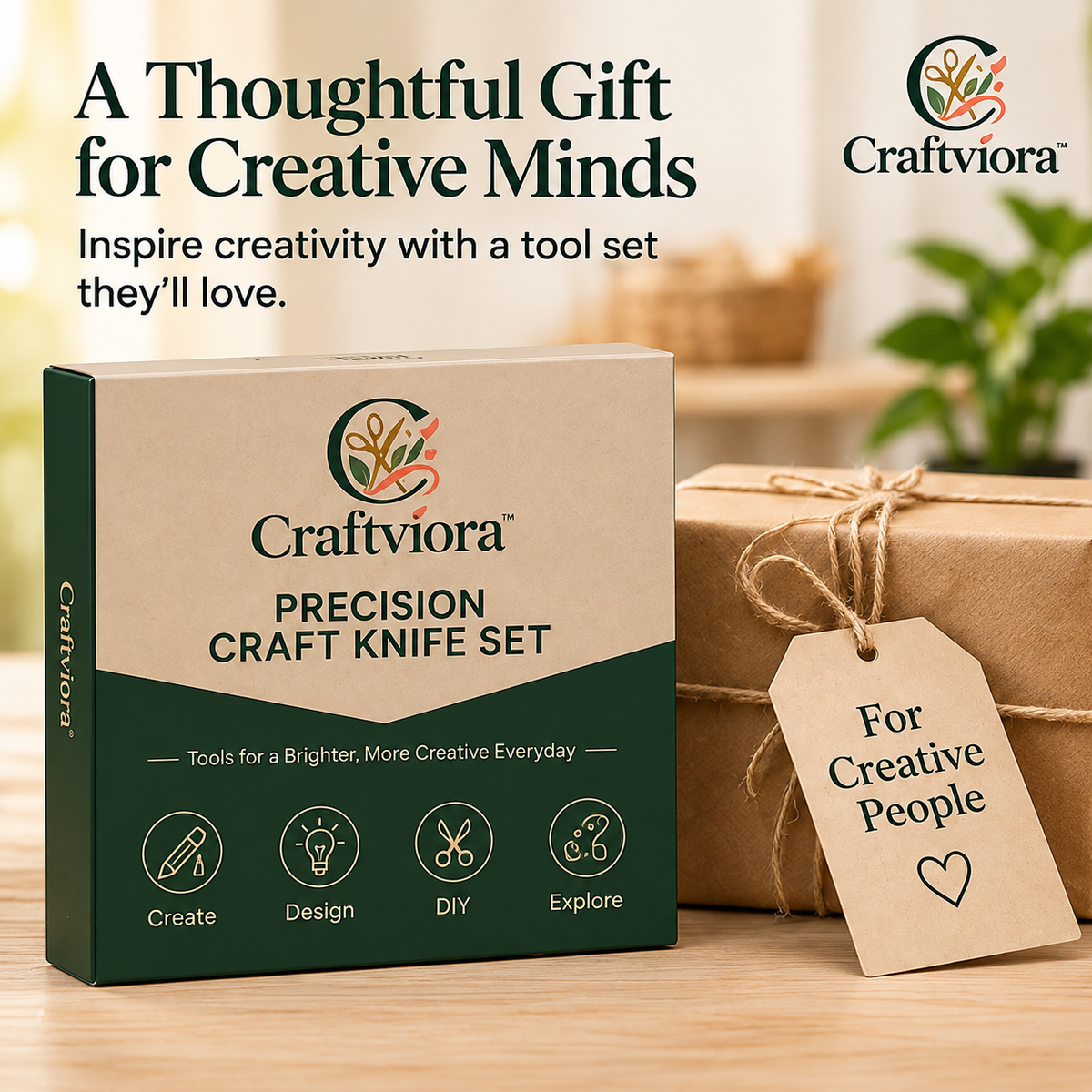 Craftviora™ Precision Craft Knife Set, Multi-Blade Cutting Tool Kit with Storage Case