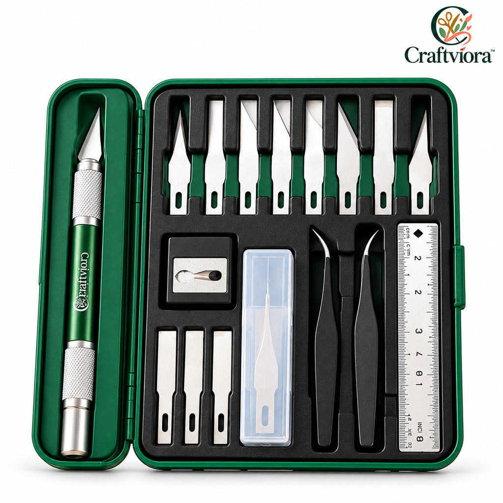 Craftviora™ Precision Craft Knife Set, Multi-Blade Cutting Tool Kit with Storage Case