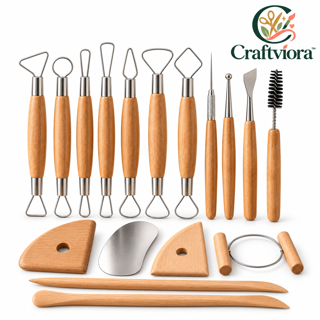 Craftviora™ Pottery Sculpting Tool Set – Clay Carving & Ceramic Shaping Tools for Handmade Pottery