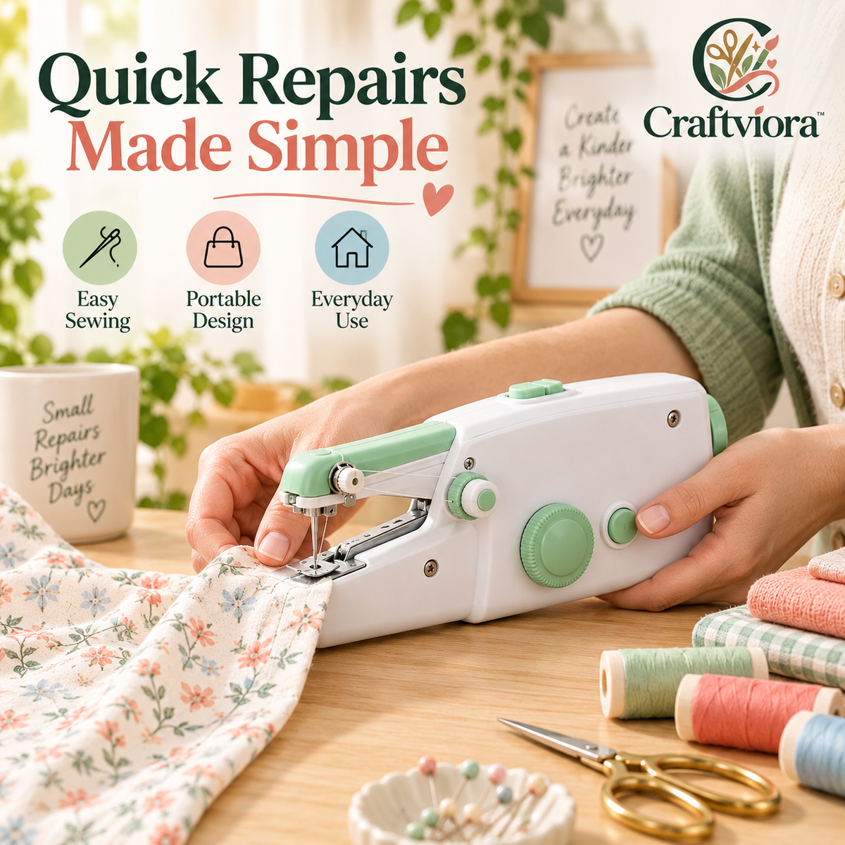 Craftviora™ Compact Portable Sewing Machine, Mini Sewing Tool for Everyday Repairs