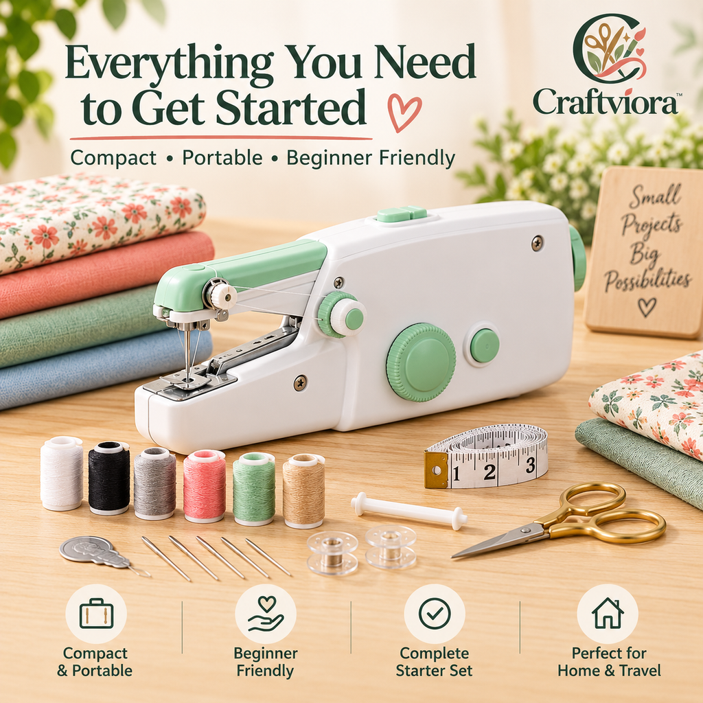 Craftviora™ Compact Portable Sewing Machine, Mini Sewing Tool for Everyday Repairs