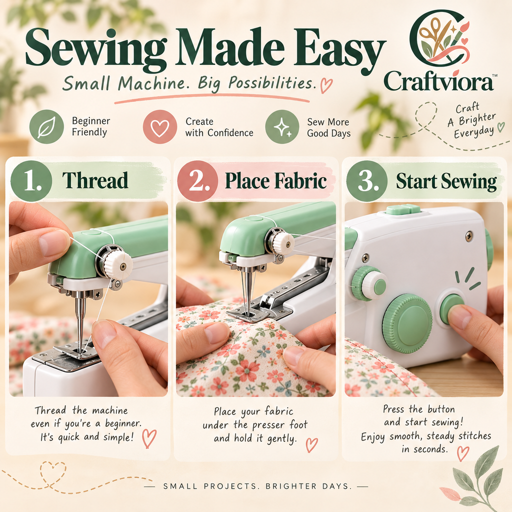 Craftviora™ Compact Portable Sewing Machine, Mini Sewing Tool for Everyday Repairs
