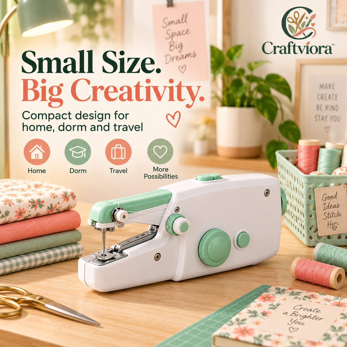Craftviora™ Compact Portable Sewing Machine, Mini Sewing Tool for Everyday Repairs