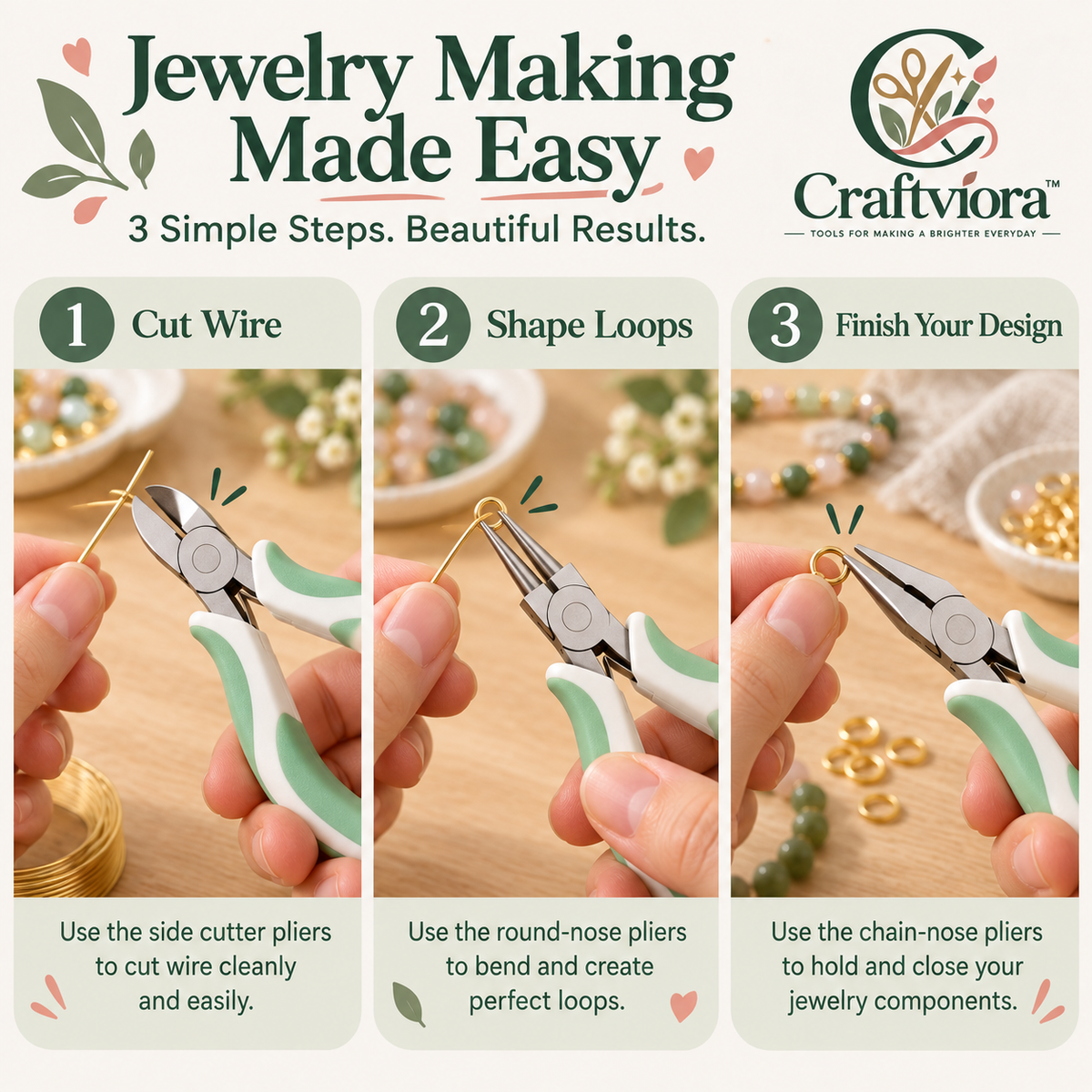 Craftviora™ Jewelry Making Pliers Set, Precision Tools