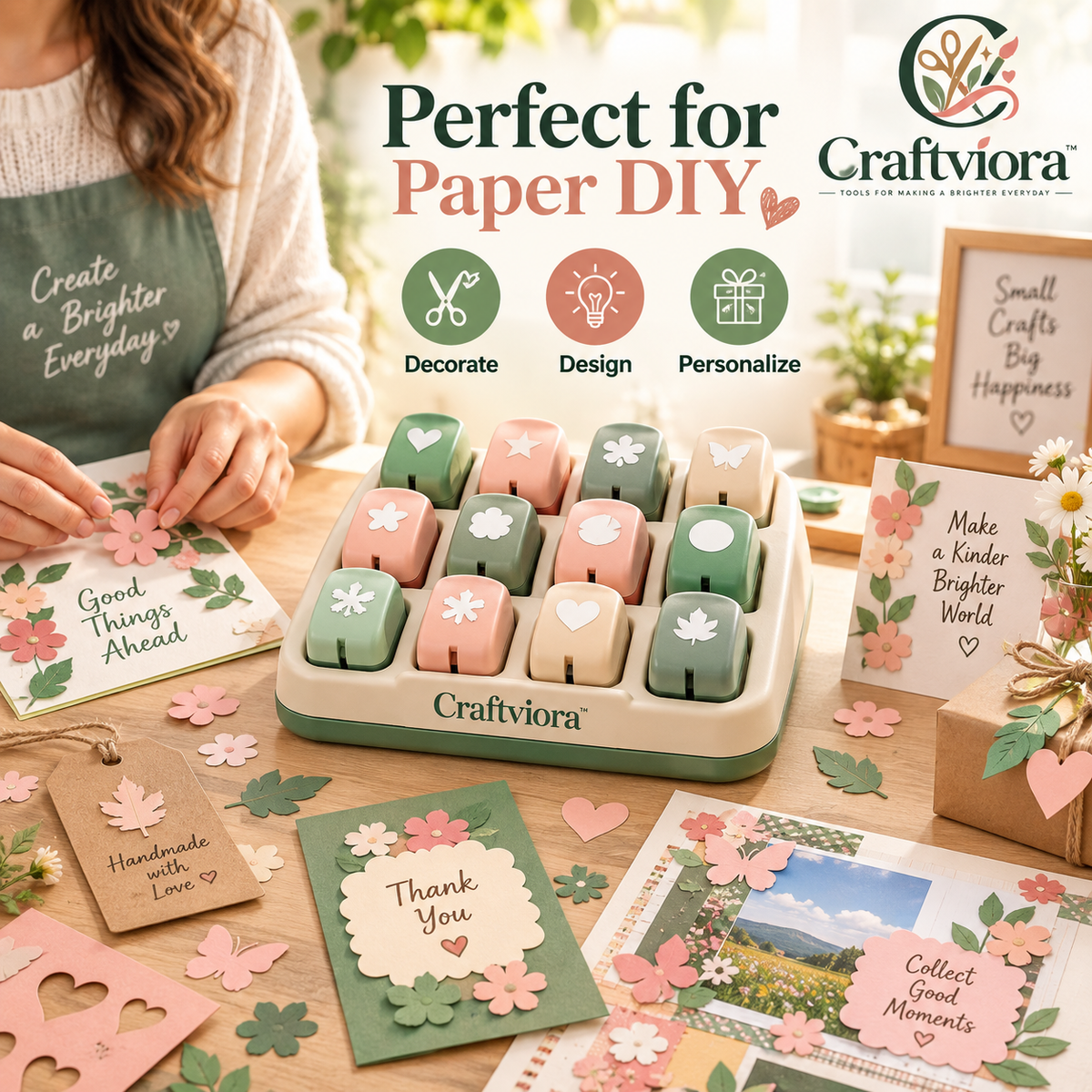 Craftviora™ Multi-Shape Craft Punch Set, Creative Paper Craft Tools
