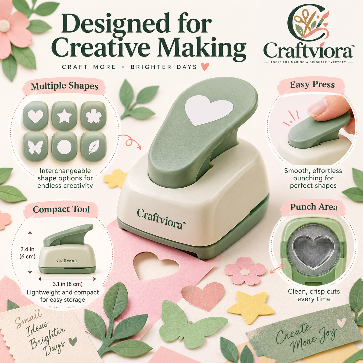 Craftviora™ Multi-Shape Craft Punch Set, Creative Paper Craft Tools