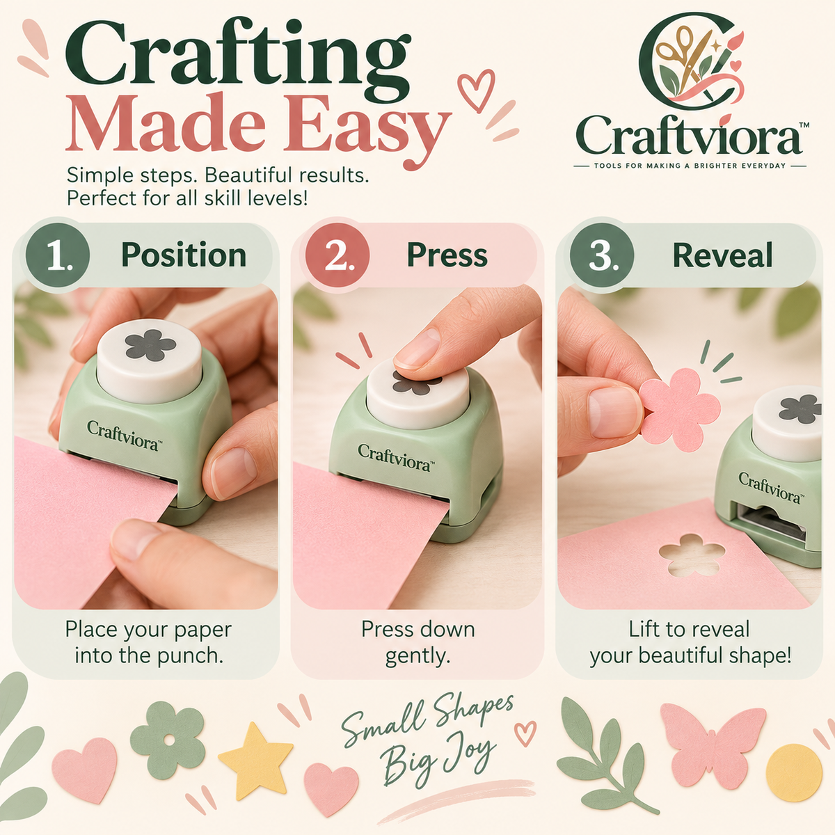 Craftviora™ Multi-Shape Craft Punch Set, Creative Paper Craft Tools