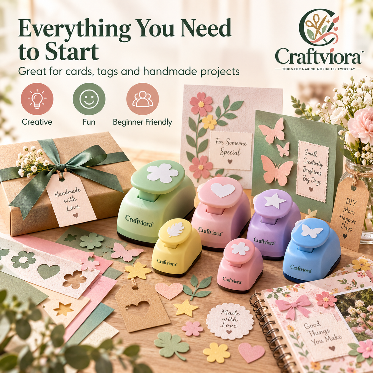 Craftviora™ Multi-Shape Craft Punch Set, Creative Paper Craft Tools