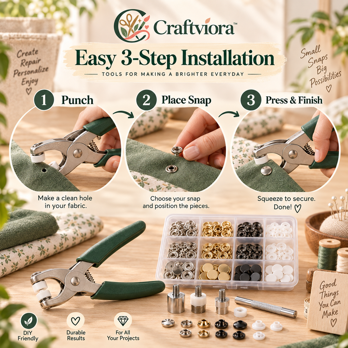 Craftviora™ Snap Fastener Tool Kit