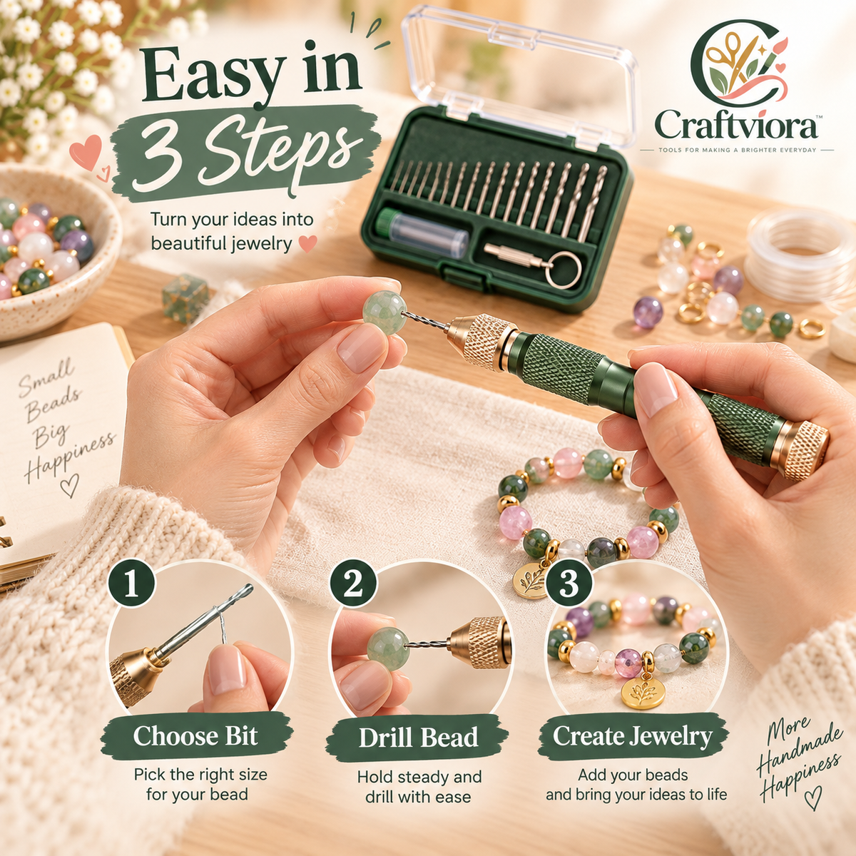 Craftviora™ Precision Hand Drill Kit, Mini Jewelry Drilling Tool Set