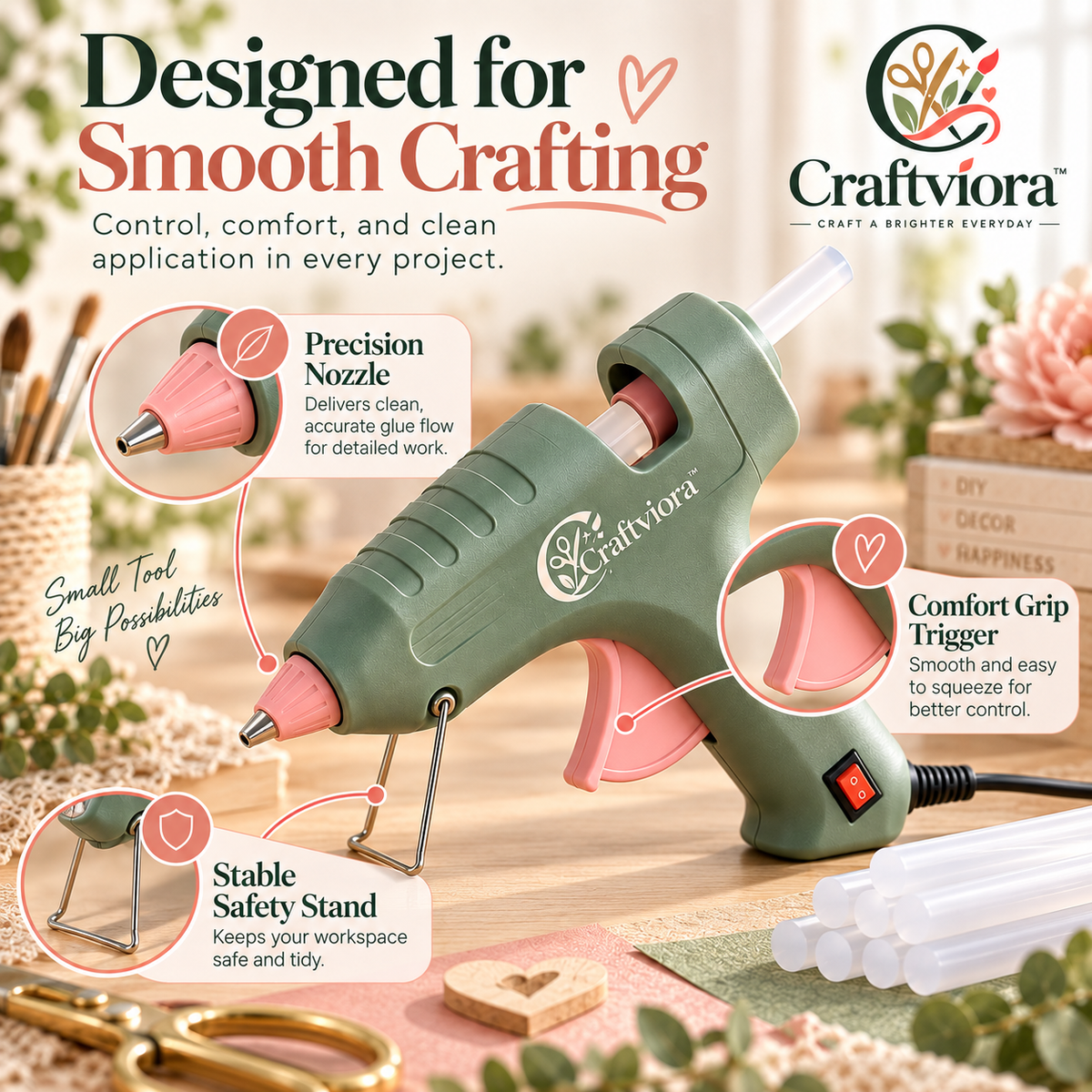 Craftviora™ Hot Glue Gun Craft Kit, Fast Heating DIY Glue Tool Set