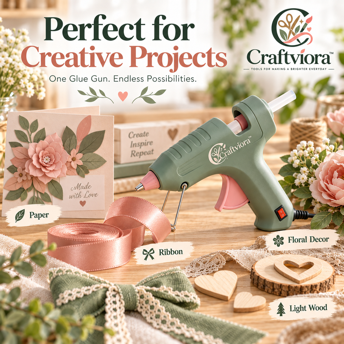Craftviora™ Hot Glue Gun Craft Kit, Fast Heating DIY Glue Tool Set